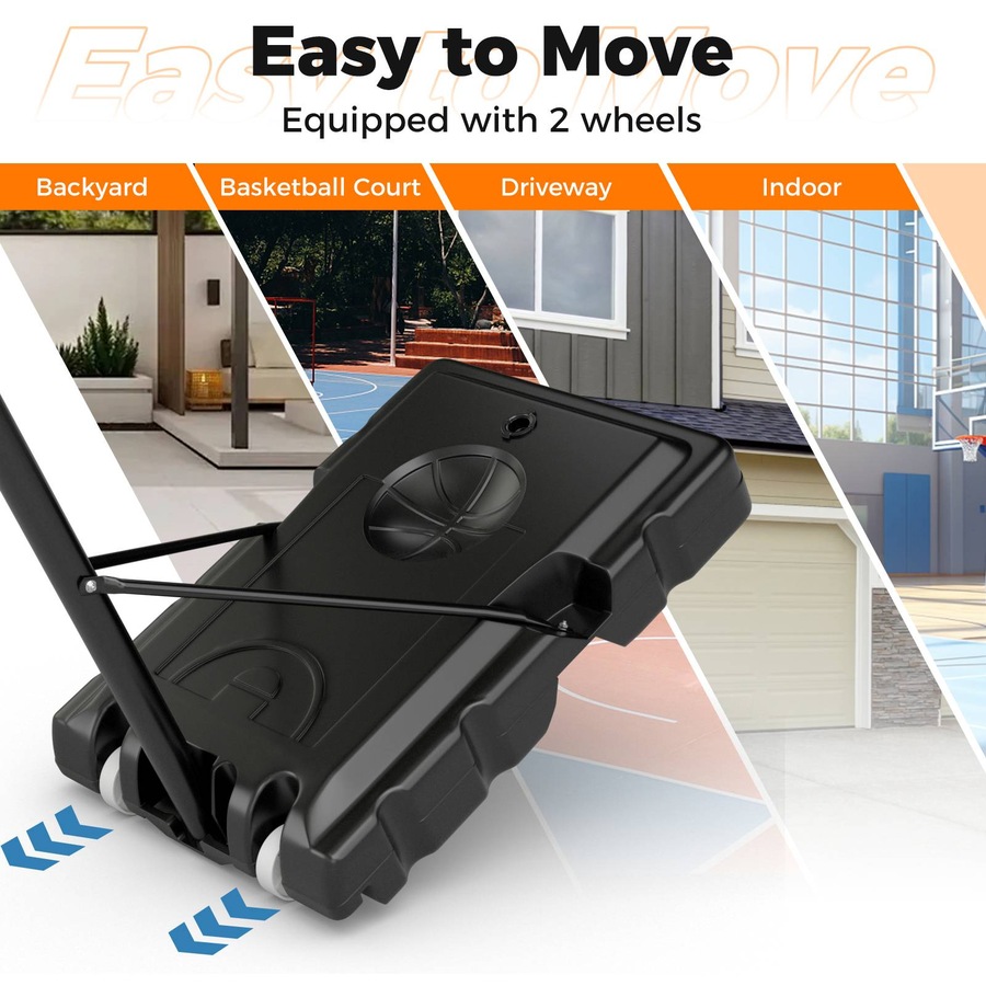 Costway 1.97-2.67M Adjustable Basketball Hoop Stand System Ring Portable Backboard Teenagers Training Play