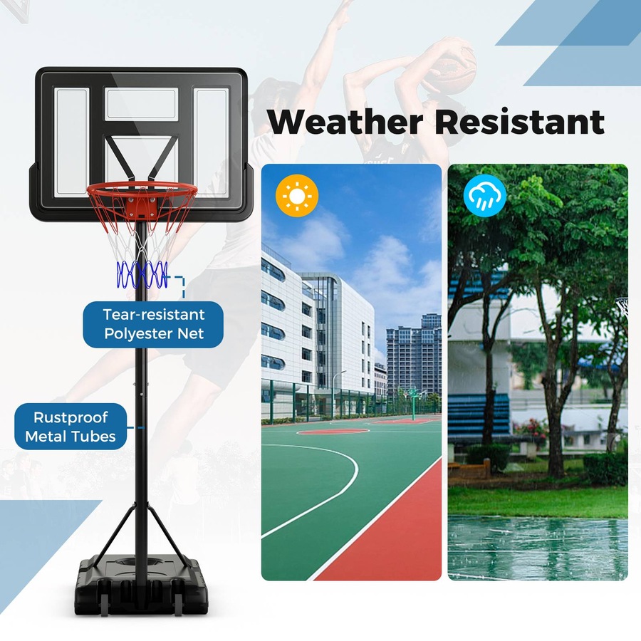 Costway 1.97-2.67M Adjustable Basketball Hoop Stand System Ring Portable Backboard Teenagers Training Play