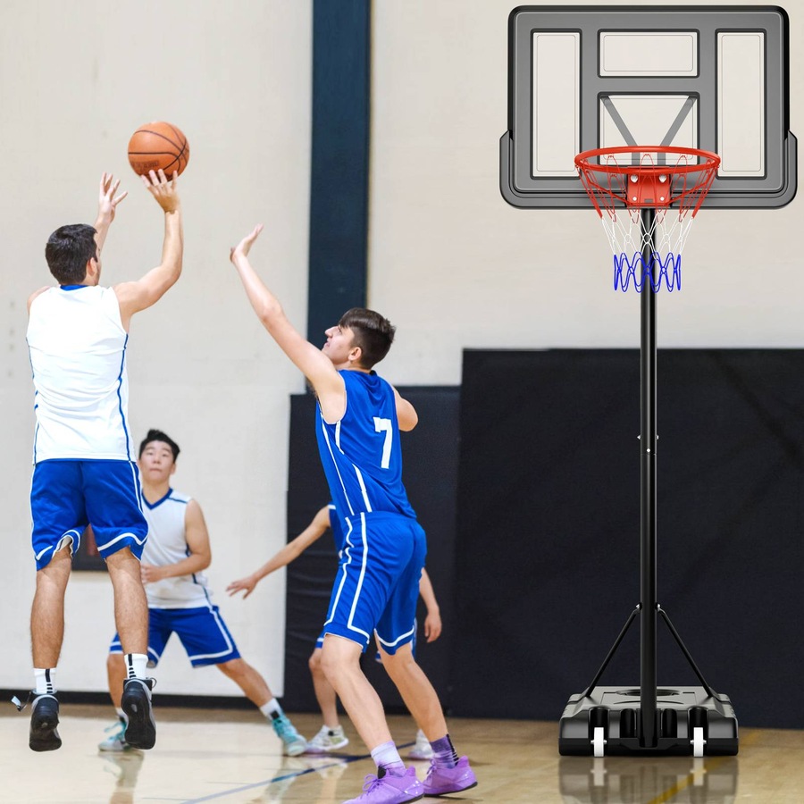 Costway 1.97-2.67M Adjustable Basketball Hoop Stand System Ring Portable Backboard Teenagers Training Play