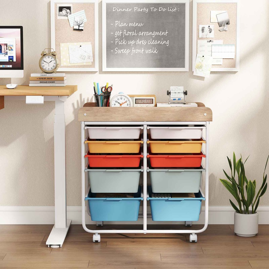 Lockable File Carts Buy Costway 10 Drawer Rolling Storage Cart Trolley Utility File Paper ...