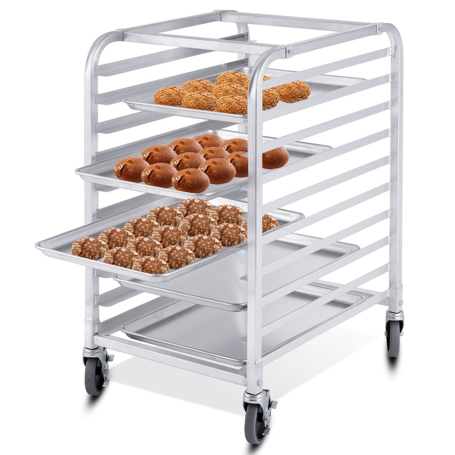 Costway 10 Tier Bakery Gastronomy Rack Aluminum Rolling Bun Pan Trolley Kitchen