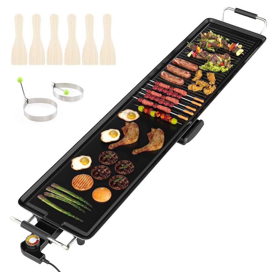 Costway 100cm BBQ Grill Electric Griddle Extra Large Teppanyaki Grill w/Insulated Handles/Drip Tray Nonstick
