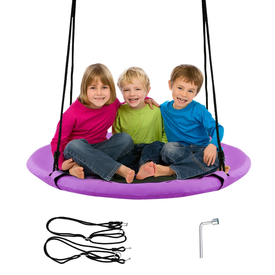 Costway Tree Swing Seat Flying Saucer Swing Hammock Chair Adult w/4 Adjustable Ropes Outdoor Garden Toy, Purple
