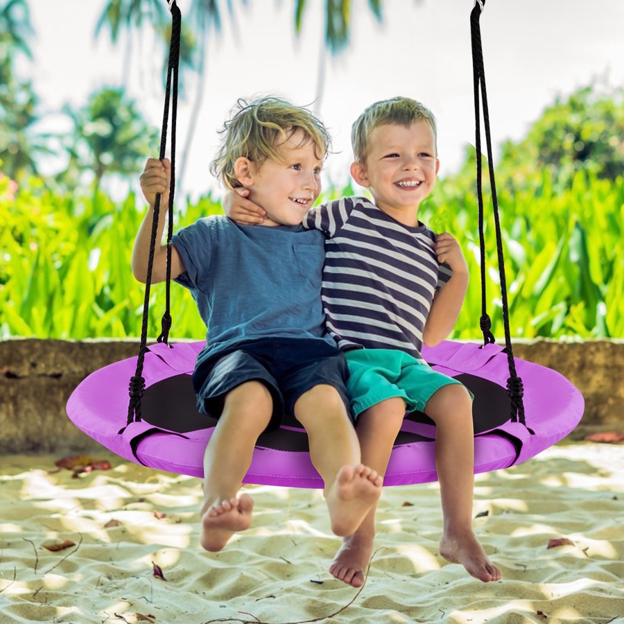 Costway Tree Swing Seat Flying Saucer Swing Hammock Chair Adult w/4 Adjustable Ropes Outdoor Garden Toy, Purple