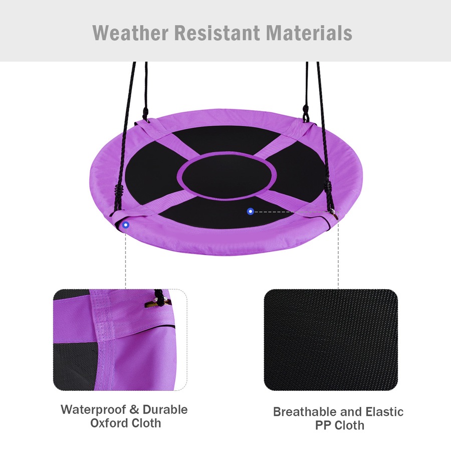 Costway Tree Swing Seat Flying Saucer Swing Hammock Chair Adult w/4 Adjustable Ropes Outdoor Garden Toy, Purple