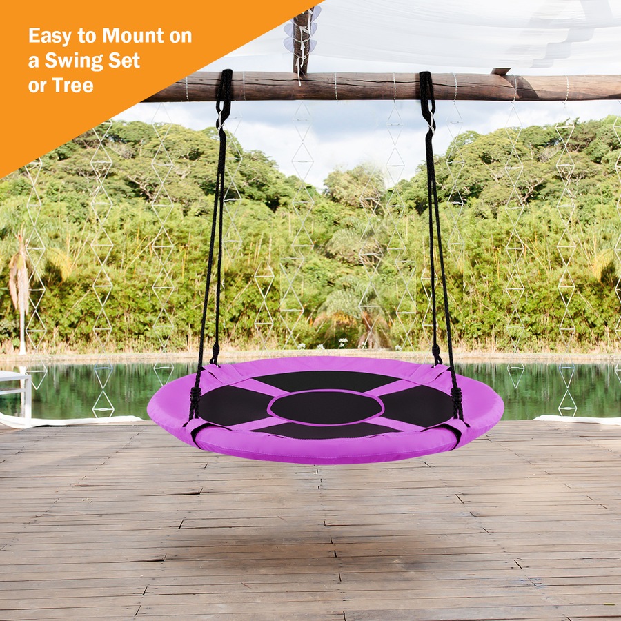 Costway Tree Swing Seat Flying Saucer Swing Hammock Chair Adult w/4 Adjustable Ropes Outdoor Garden Toy, Purple
