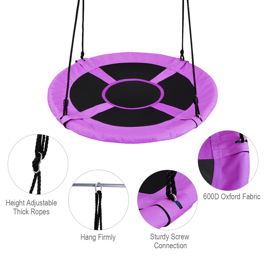 Costway Tree Swing Seat Flying Saucer Swing Hammock Chair Adult w/4 Adjustable Ropes Outdoor Garden Toy, Purple