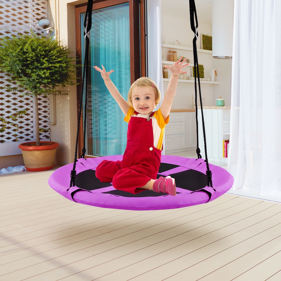 Costway Tree Swing Seat Flying Saucer Swing Hammock Chair Adult w/4 Adjustable Ropes Outdoor Garden Toy, Purple