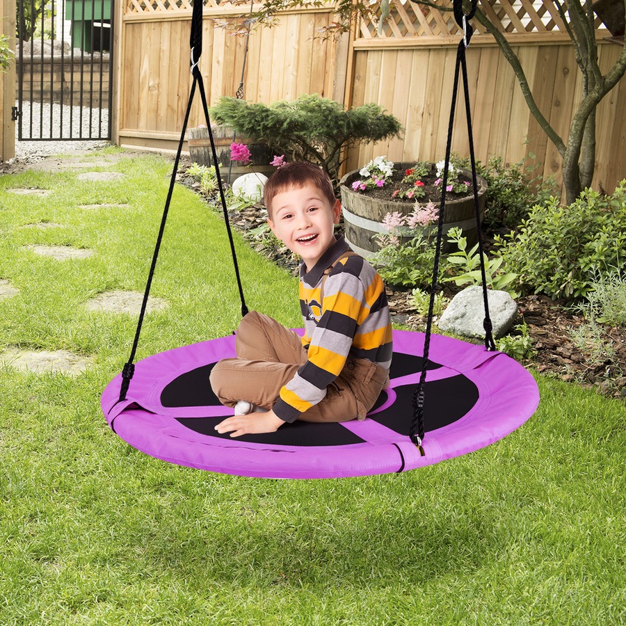 Costway Tree Swing Seat Flying Saucer Swing Hammock Chair Adult w/4 Adjustable Ropes Outdoor Garden Toy, Purple