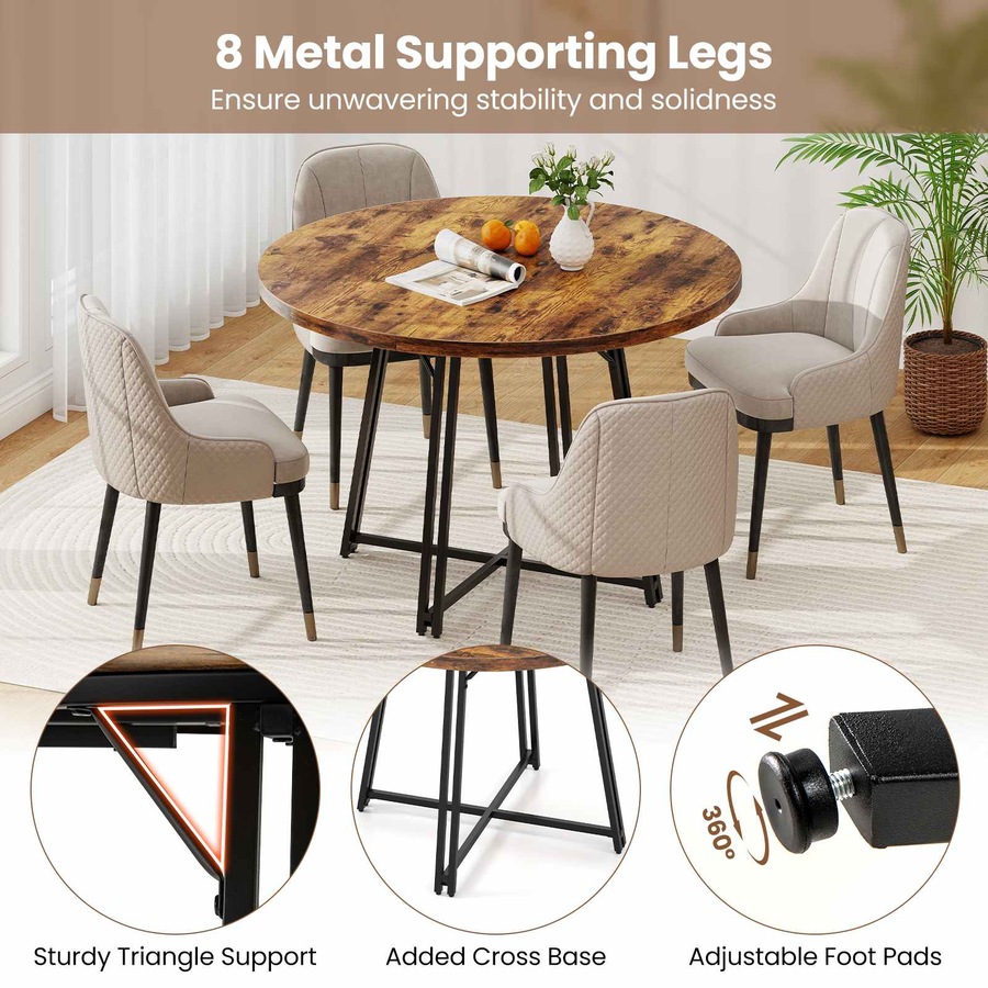 Buy Costway 118cm Dining Table for 4-6 Round Kitchen Diner Table 8 ...
