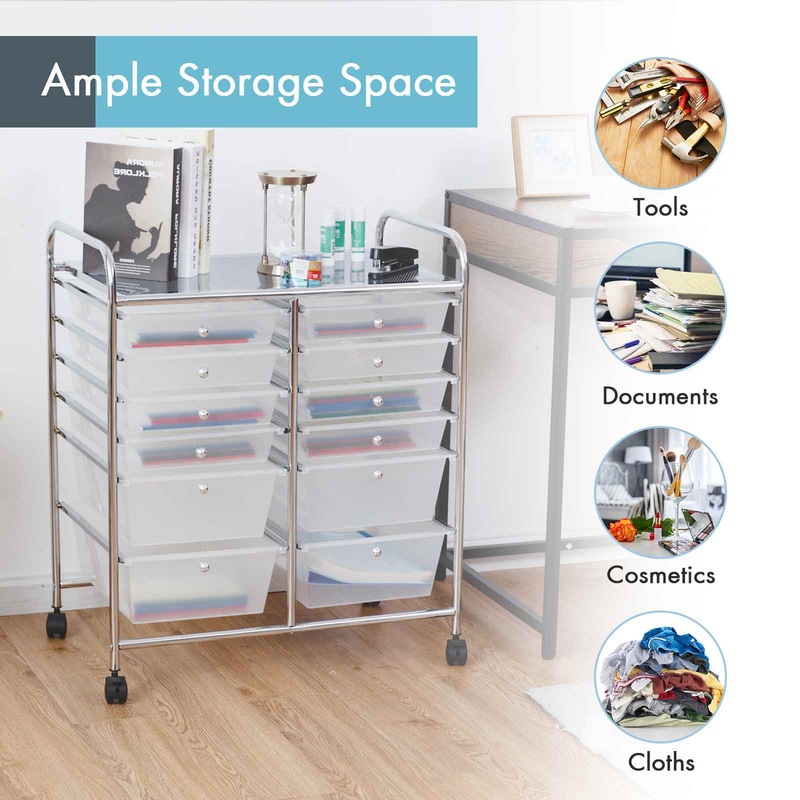 Costway Rolling Storage Trolley Cart, Home/Office Organiser Filing