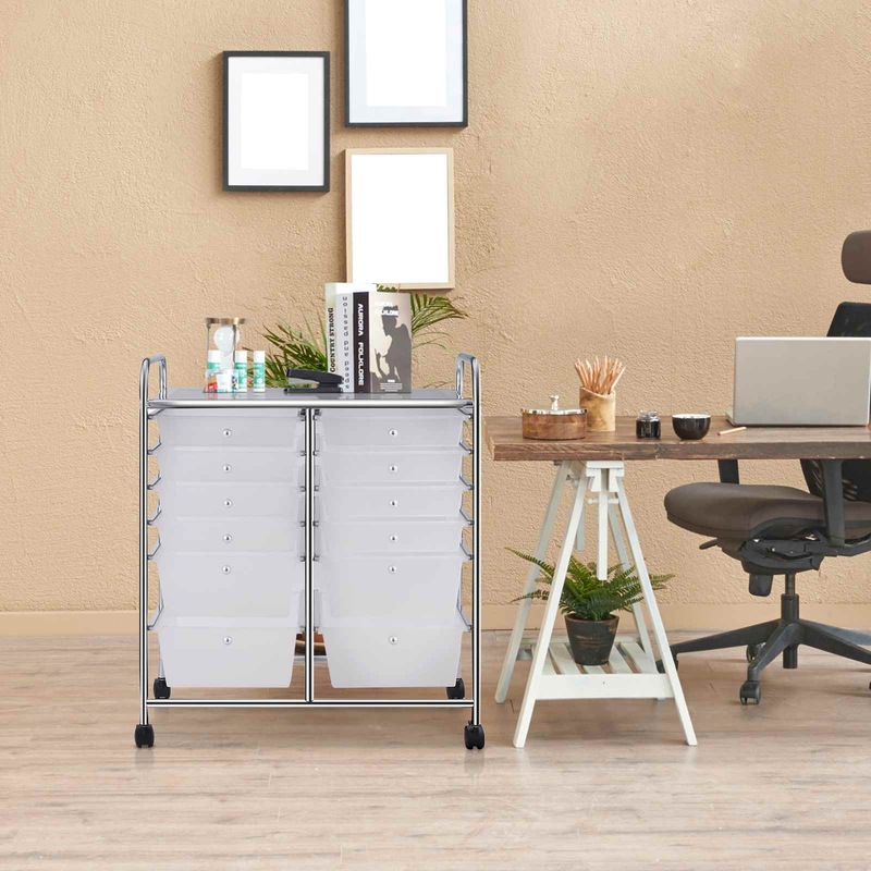 Costway Rolling Storage Trolley Cart, Home Office Organiser Filing 