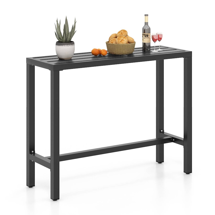 Costway 120cm Outdoor Bar Table Counter Dining Table w/Waterproof Top Low Maintenance Pub Patio Bistro