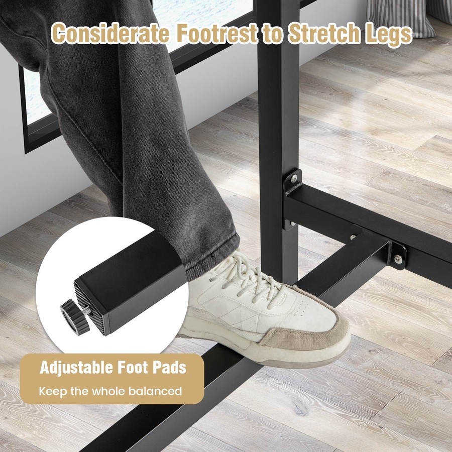 Costway 120cm Outdoor Bar Table Counter Dining Table w/Waterproof Top Low Maintenance Pub Patio Bistro