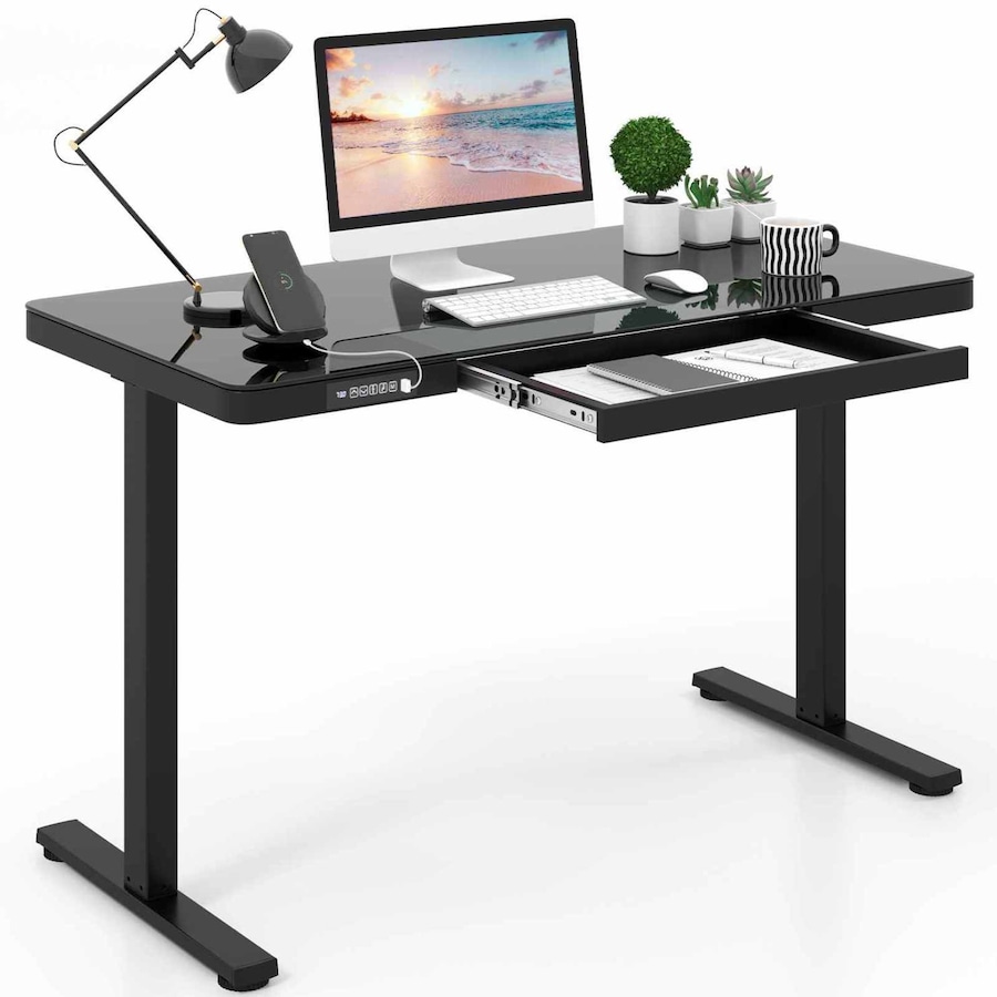 Costway 120x60cm Electric Desk Standing Sit Desk Height Adjustable Desk Home Office Black