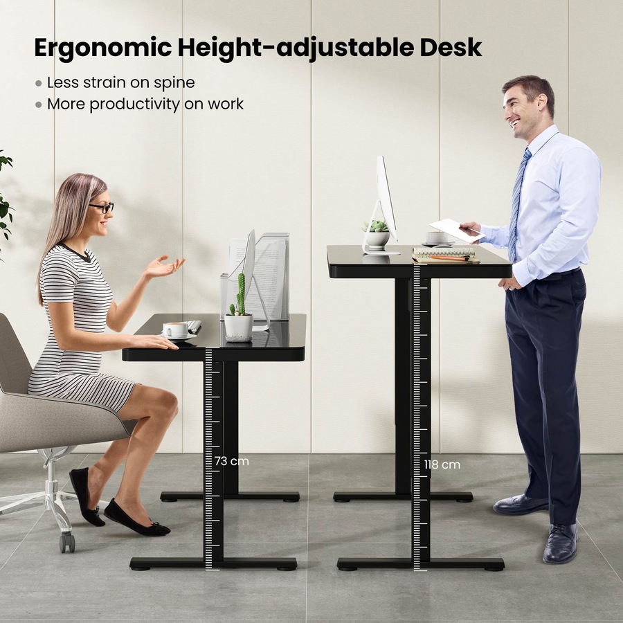 Costway 120x60cm Electric Desk Standing Sit Desk Height Adjustable Desk Home Office Black