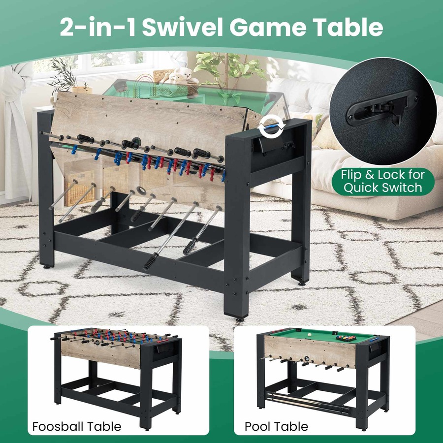 Buy Costway 122cm 2in1 Swivel Multi Game Table Foosball & Pool Table ...
