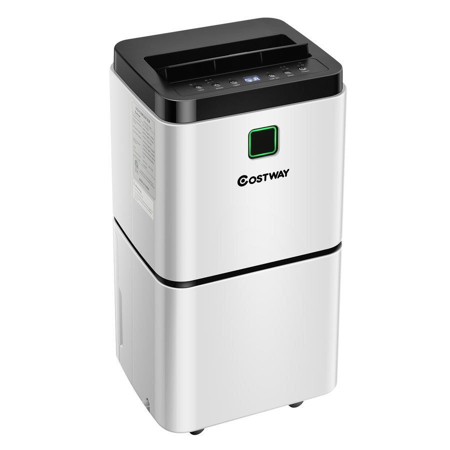 Costway 12L/Day Portable Dehumidifier Mobile Moisture Absorber Machine 3 Modes/Auto Shut-off/Timer Home Office