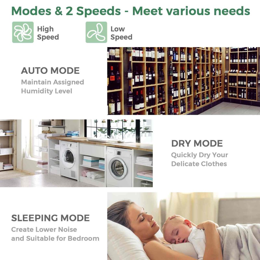 Costway 12L/Day Portable Dehumidifier Mobile Moisture Absorber Machine 3 Modes/Auto Shut-off/Timer Home Office