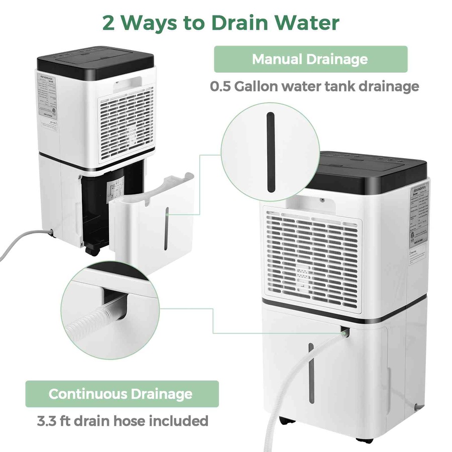 Costway 12L/Day Portable Dehumidifier Mobile Moisture Absorber Machine 3 Modes/Auto Shut-off/Timer Home Office