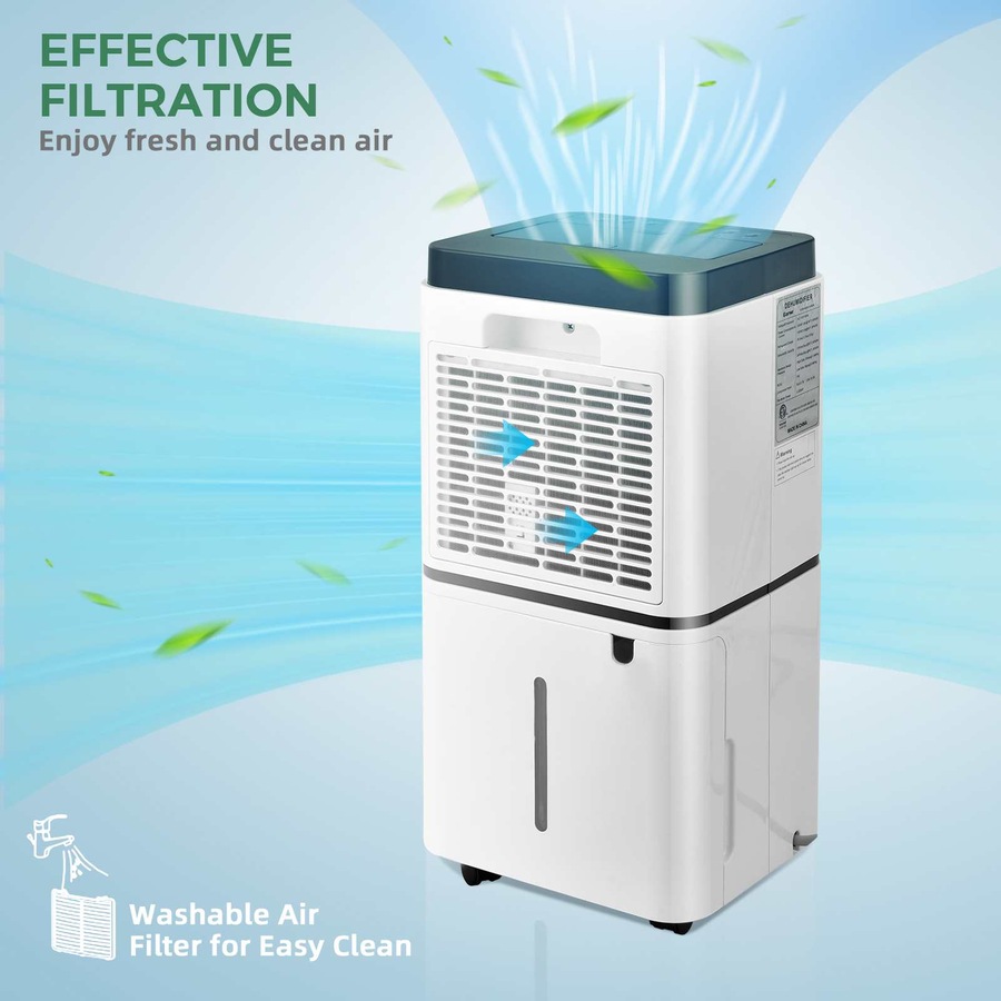 Costway 12L/Day Portable Dehumidifier Mobile Moisture Absorber Machine 3 Modes/Auto Shut-off/Timer Home Office