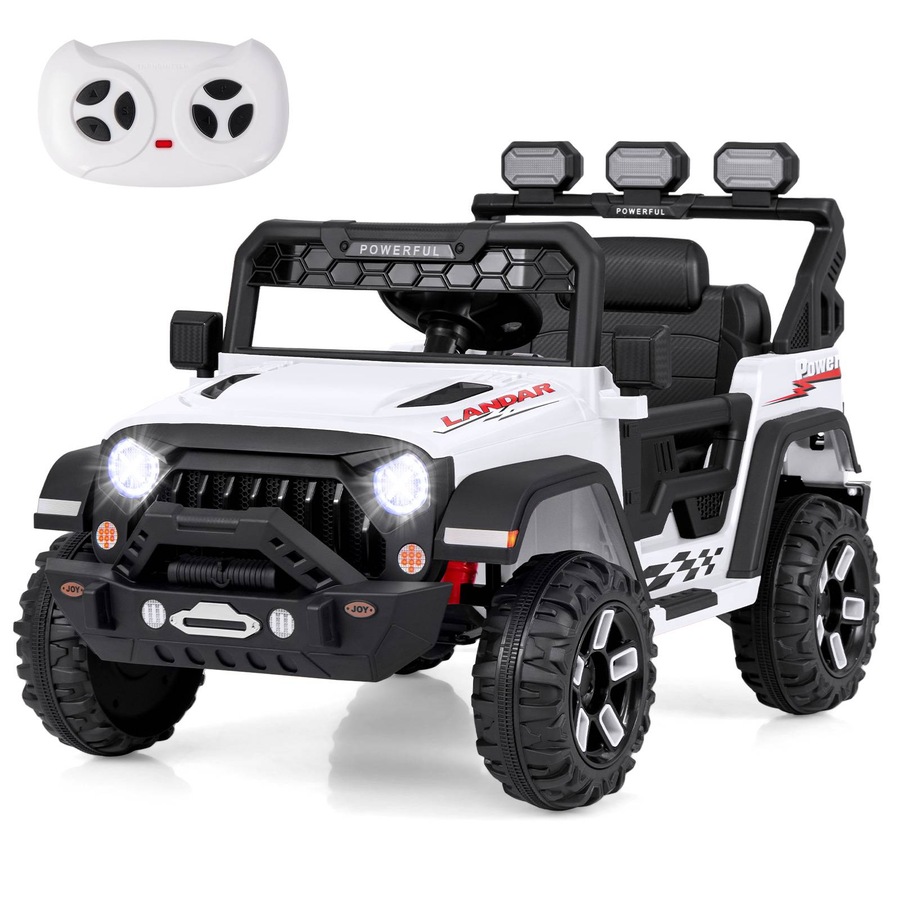 Costway 12V Ride On Car Jeep Electric Toy Dual Motor w/Remote Control & Light White