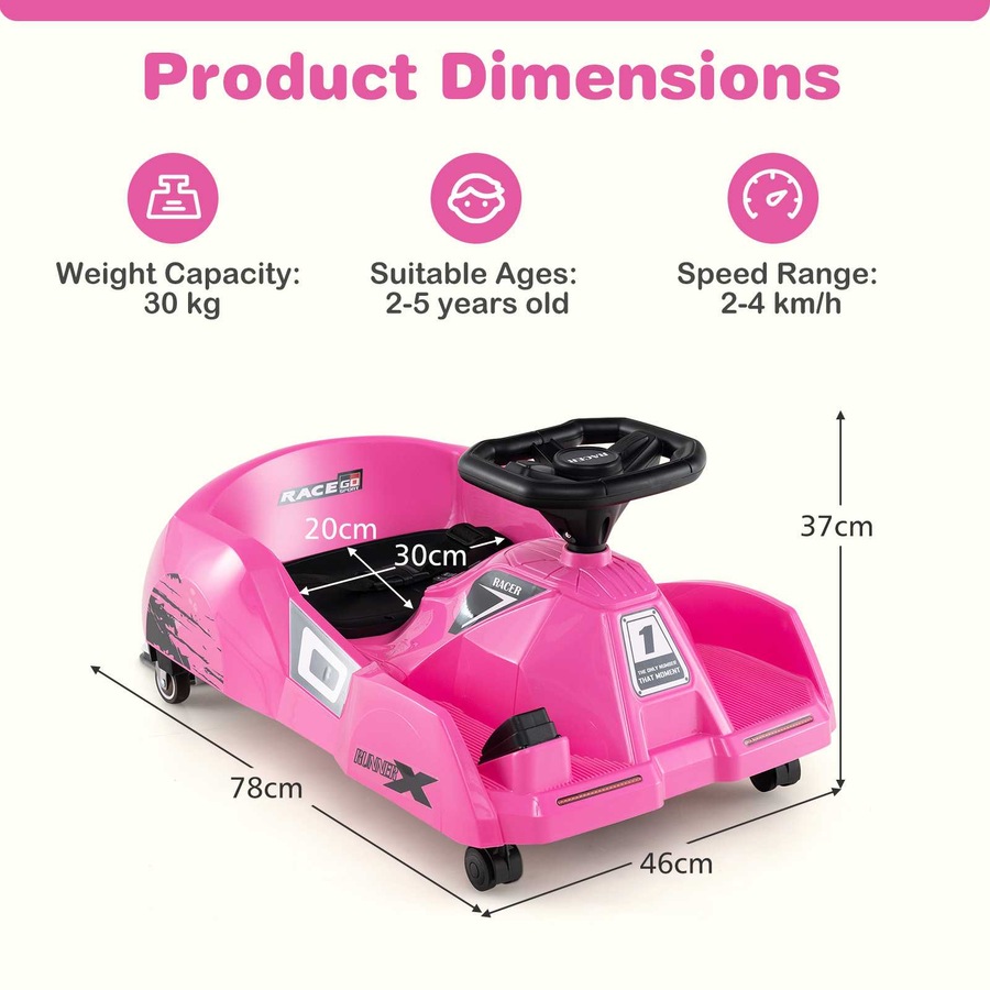 Costway 12V Ride on Car Battery Powered Remote Electric Cleaning Go Kart w/Detachable Mop Pink