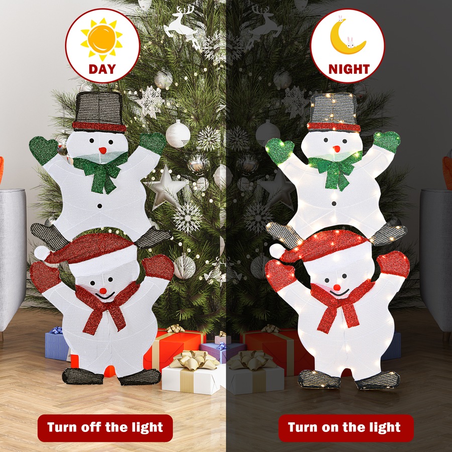 Costway 137CM Xmas Lighted Snowman 80 LEDs Christmas Lights Motif Decoration Indoor Outdoor Home Garden Yard Decor Gift