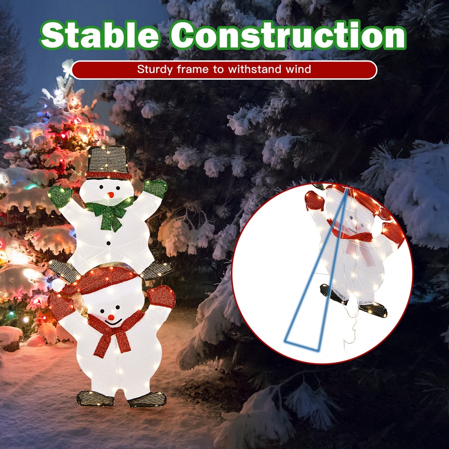 Costway 137CM Xmas Lighted Snowman 80 LEDs Christmas Lights Motif Decoration Indoor Outdoor Home Garden Yard Decor Gift