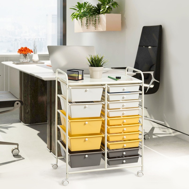 Buy Costway 15 Drawers Storage Trolley, Office/Home Toolbox Filing ...