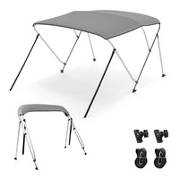 Costway 183x170-182x117cm 3-Bow/4-Bow Bimini Top Aluminum Sun Shade Protection Roof Oxford Boat Canopy