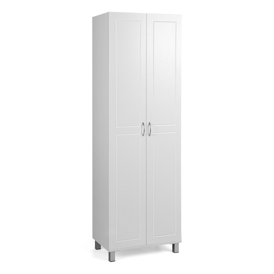 Costway 187 CM Double Door Tall Storage Cabinet Modern Utility Pantry Organizer White