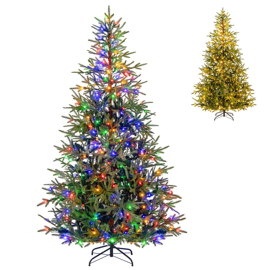 Costway 2.1M Christmas Tree 11 Mode 678 PE Tips Xmas Tree 300 LED Light Pre-lit Party Hinged Decor Gift