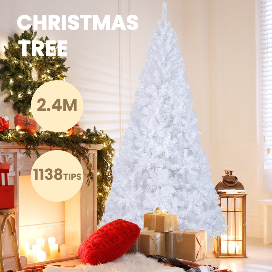 Costway 2.4M Snowy White Christmas Tree Xmas Home Decoration