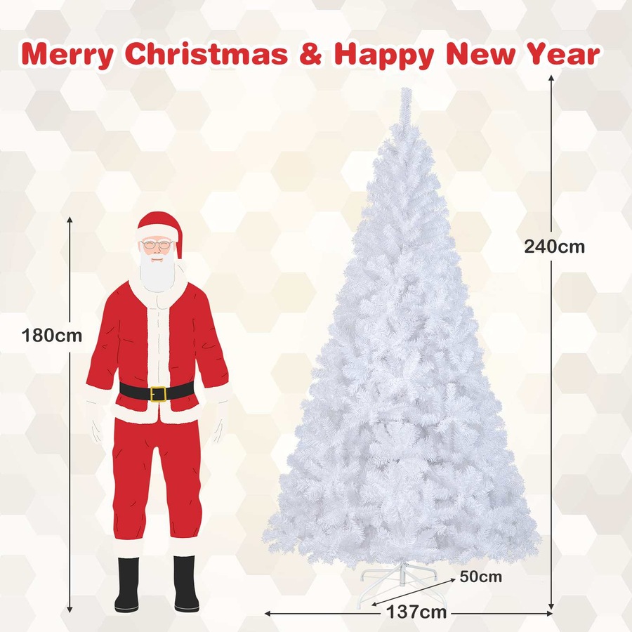Costway 2.4M Snowy White Christmas Tree Xmas Home Decoration