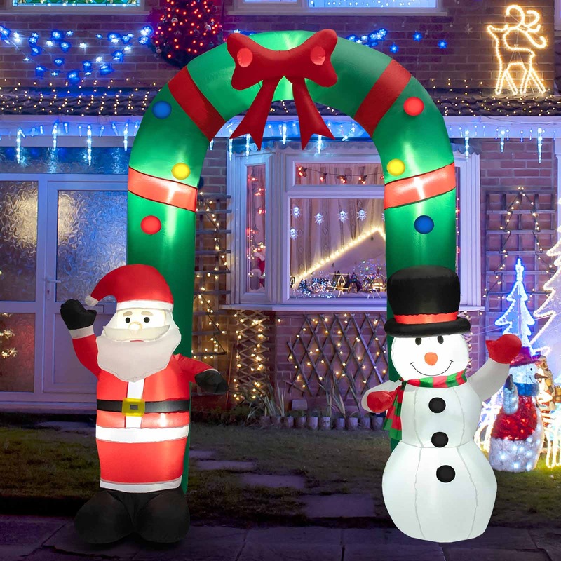 Buy Costway 2.5M Christmas Inflatable Santa Snowman Archway Xmas