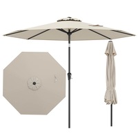 Costway 2.7M Beach UmbrellaTilting Parasol Sun Shelter Shade Outdoor Canopy Metal Pole Garden Yard,Beige