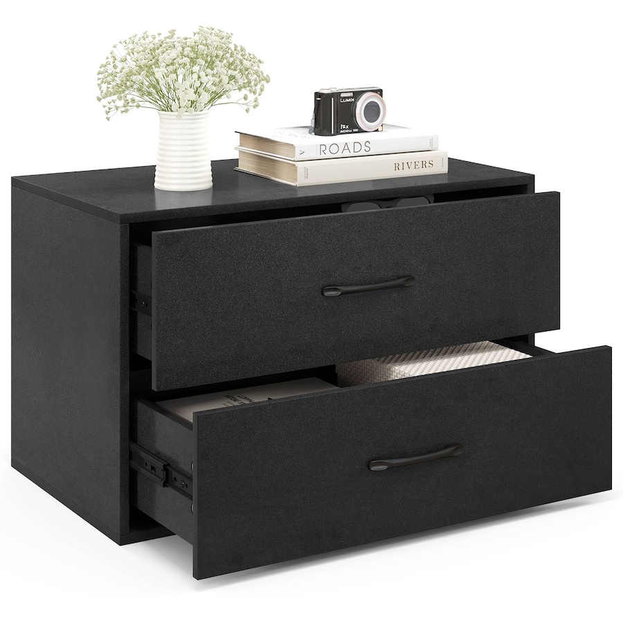 Costway 2-Drawer Storage Organizer Stackable Drawer Chest Storage Cabinet w/Ample Storage Space Black
