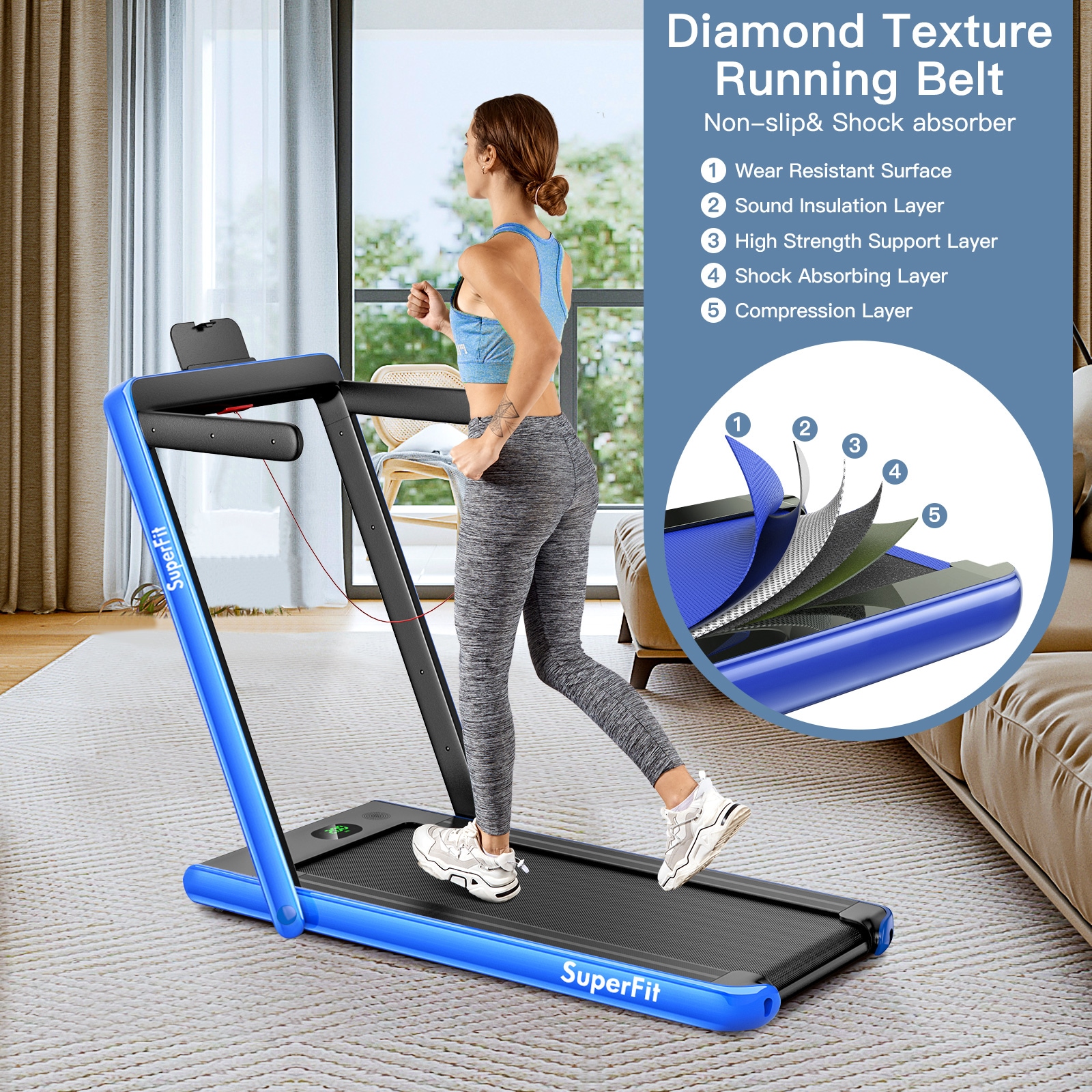 Costway 2 IN 1 Electric Treadmill, Folding Compact Running Costway 2 IN 1 Electric Treadmill, Folding Compact Running