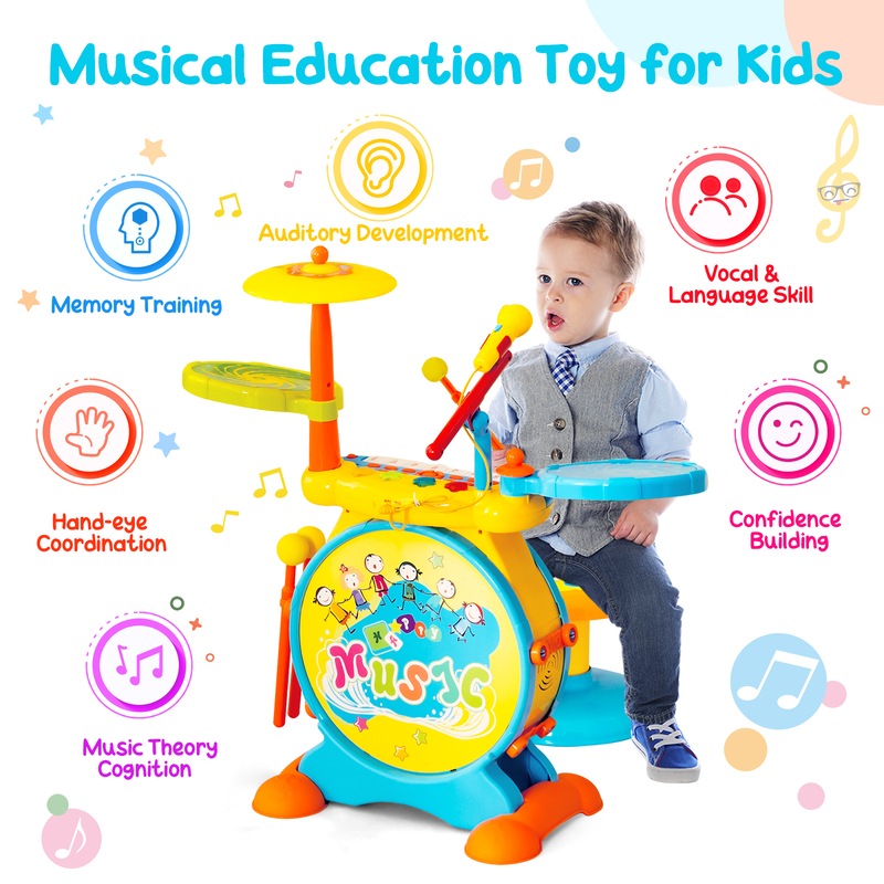 Buy Costway Kids Drum Kit Set Cymbal Keyboard Musical Toys Birthday