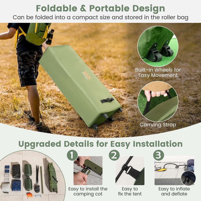 Outsunny 2 Person Foldable Camping Cot, Portable Outdoor With Sleeping