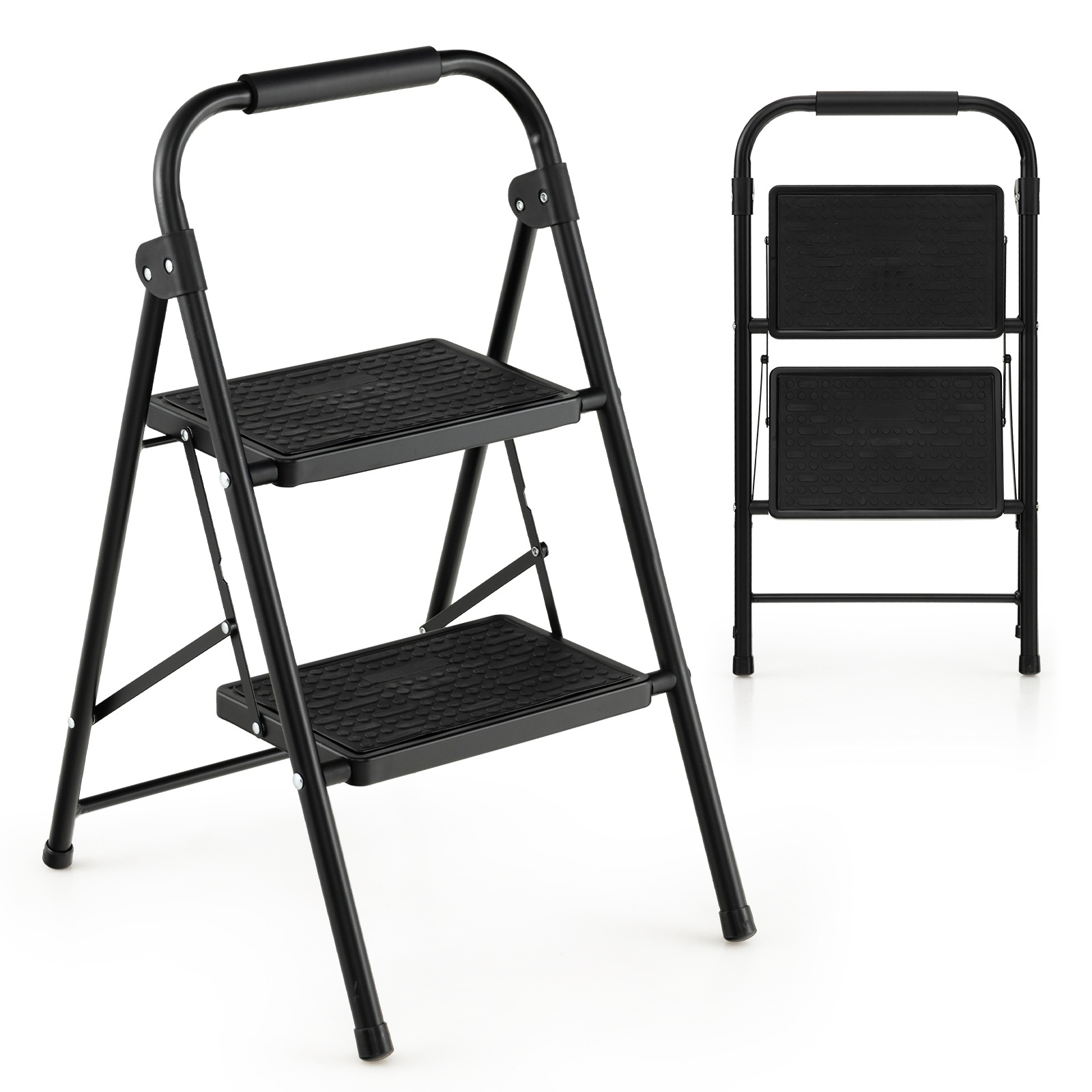 Costway 2 Step Folding Ladder Portable Stool Ladders Metal Heavy Duty Stepladder 265kg