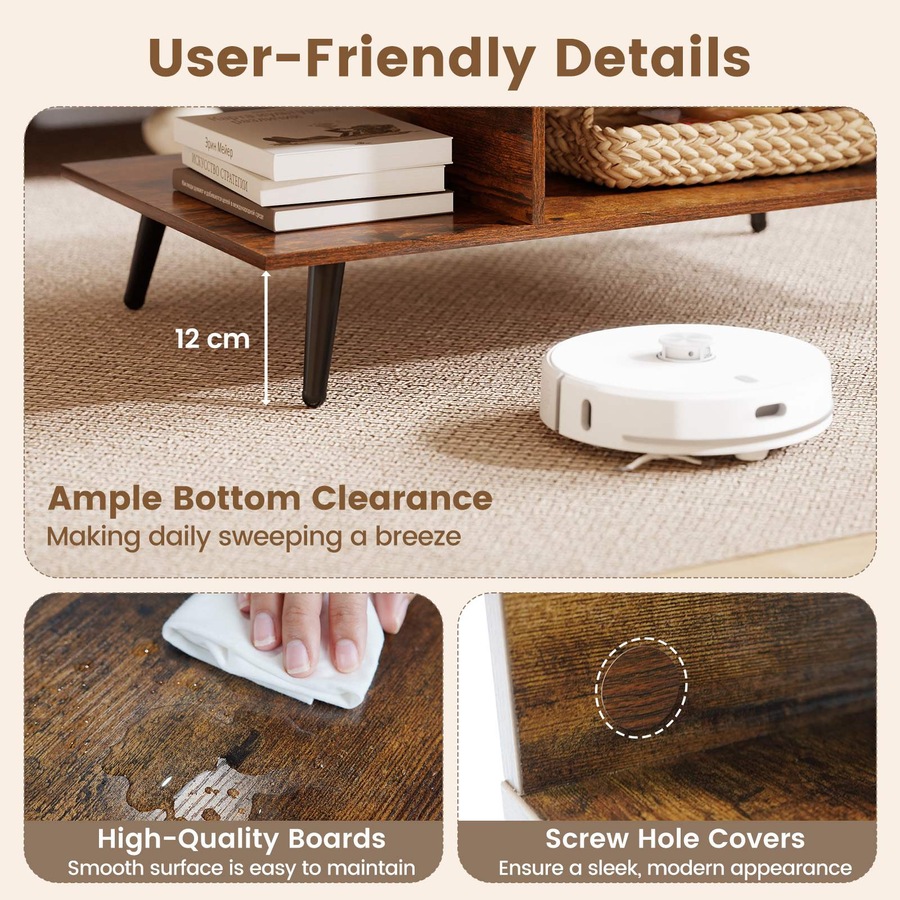 Costway 2-tier Coffee Table w/Storage Home Modern Center Table Tea Table Cocktail Table Brown