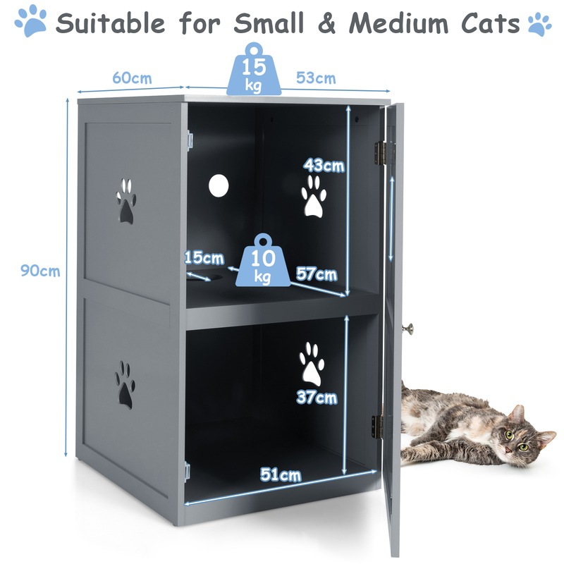 Buy Costway 2Tier Wood Cat Litter Storage Enclosed Kitten