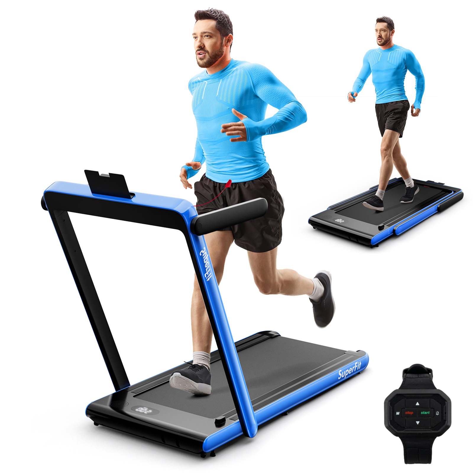 Costway 2in1 Electric Treadmill 12kmh Folding Incline Running Machine w/LED Display&Bluetooth Speaker/Remote Control/Foldable