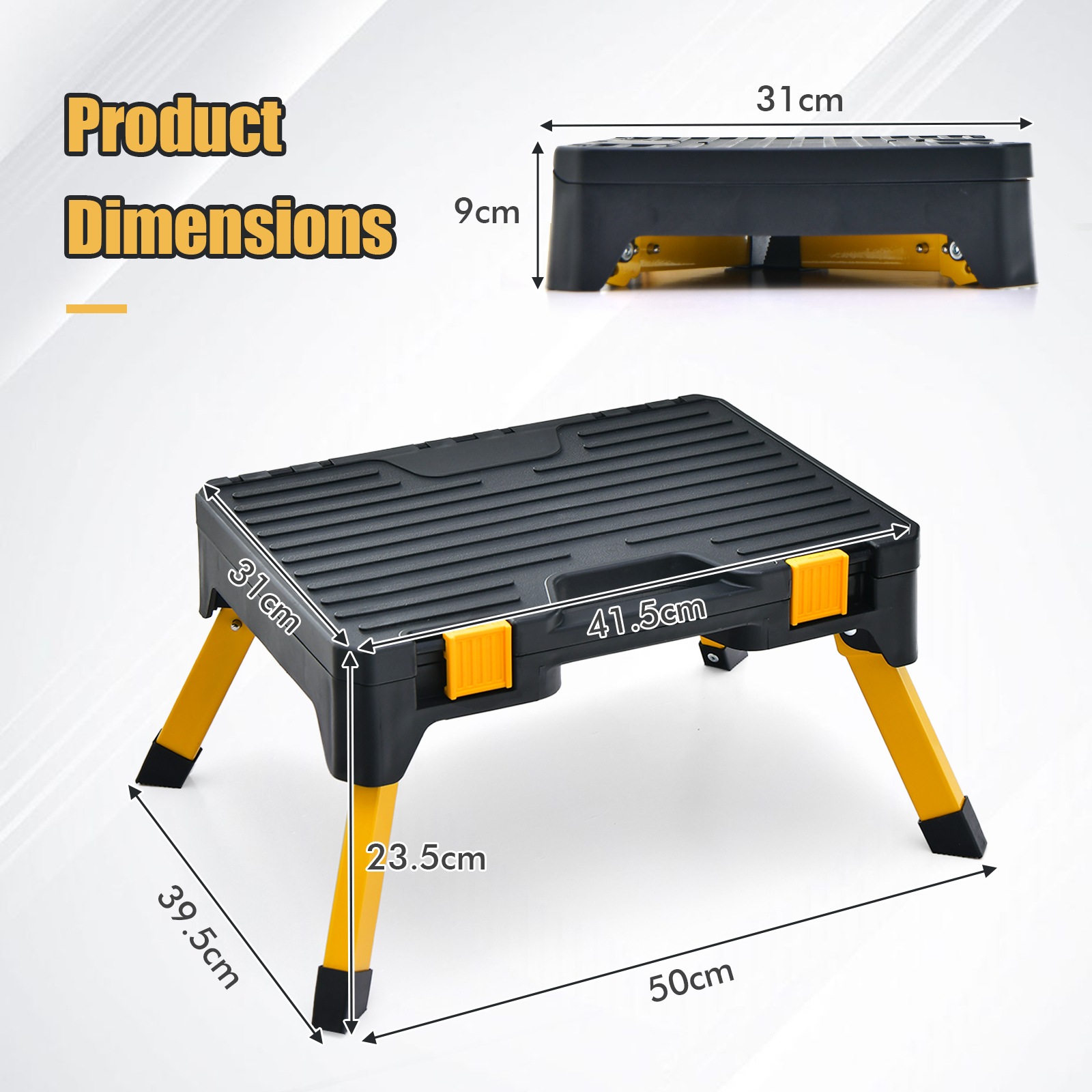 Costway 2in1 Foldable Step Stool Tool Box Chest Carry Case Garage Storage Home Workshop