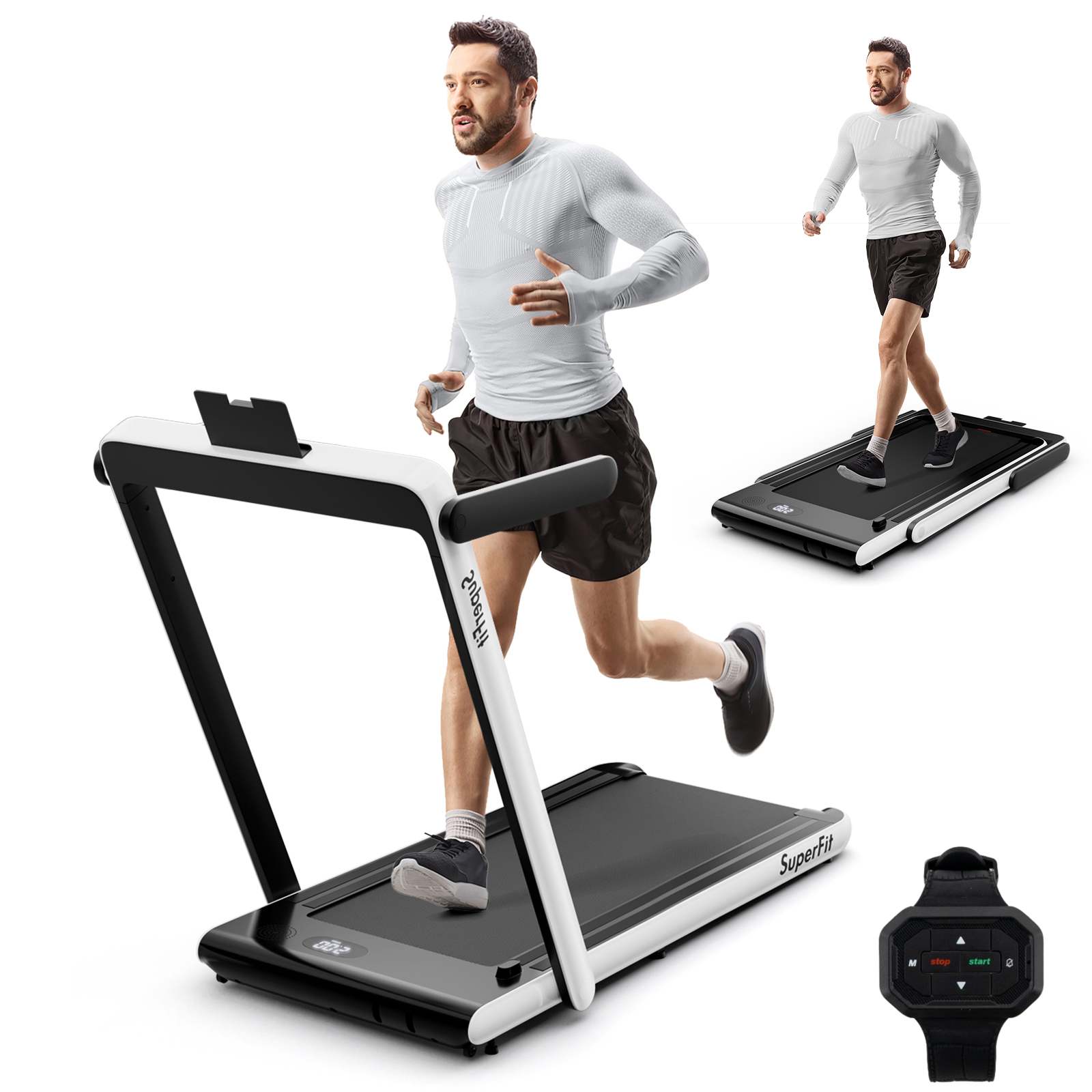 Costway 2 in 1 Electric Treadmill Folding Incline Running Machine w/LED Display &