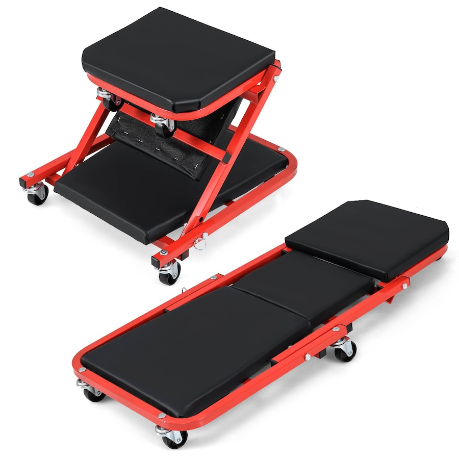 Costway 2in1 Mechanic Creeper Seat Glides Rolling Garage Shop Chair Z Padded Stool Repair Trolley Lie Down/Sit 150kg 92cm