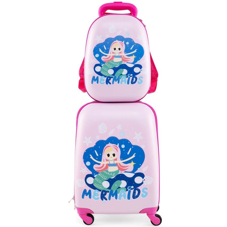 Costway 2PC Luggage Set Suitcase & Backpack Travel Carry On Bag Baggage Gift Mermaid Pattern