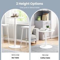 Costway 2Pcs 101.5/56cm Bistro High Round Bar Table Coffee Table Cocktail Table Pub Cafe Dining Side Table White